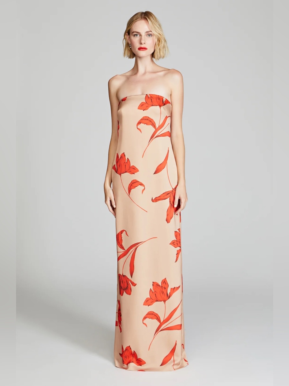 Halston Manuela Strapless Printed Gown